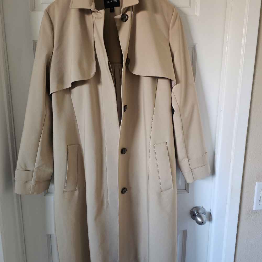 Express Beige Trench Coat - Picture 3 of 4